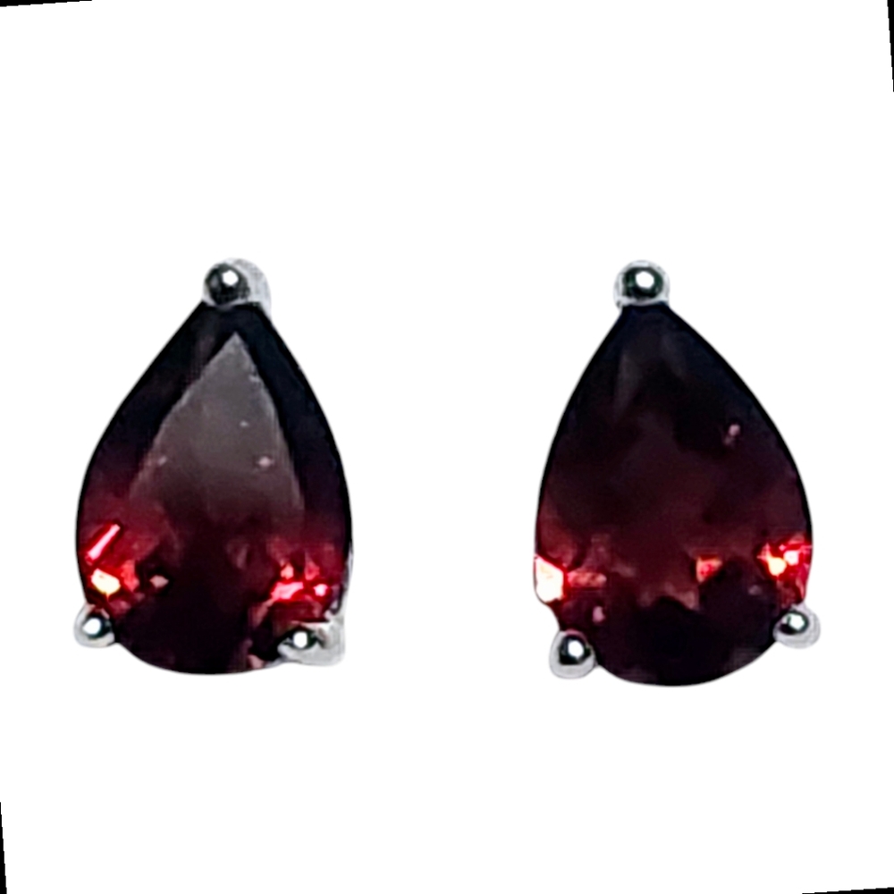 1.50 cttw Garnet Sterling Silver Pear Stud Earrings